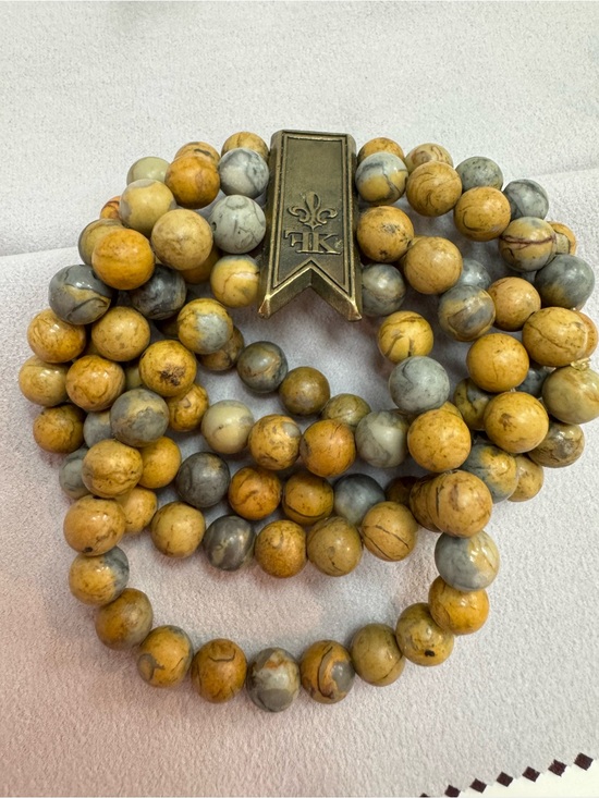 French Kande Jewelry - Natural Yellow and Gray Jasper Beaded Bracelet Stack